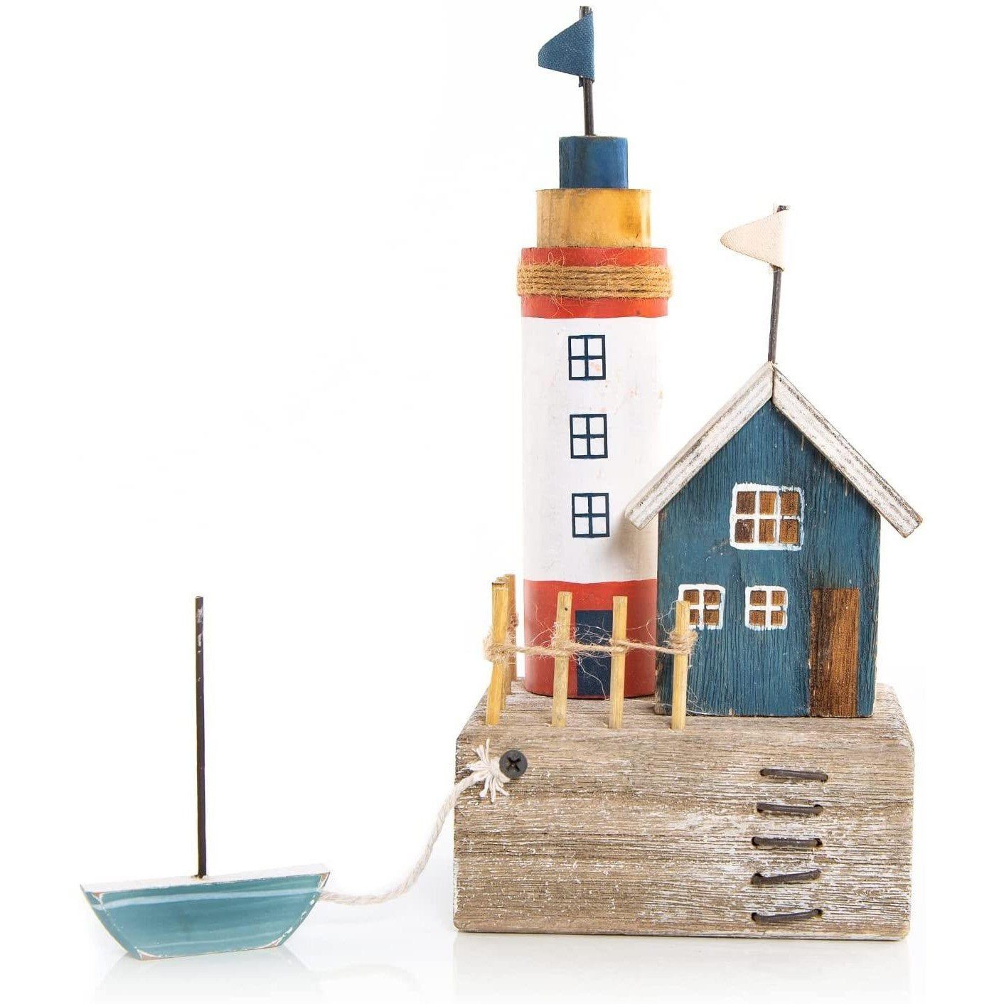 Logbuch-Verlag Dekofigur Maritime Deko Figur Haus & Leuchtturm am Meer - 26 cm