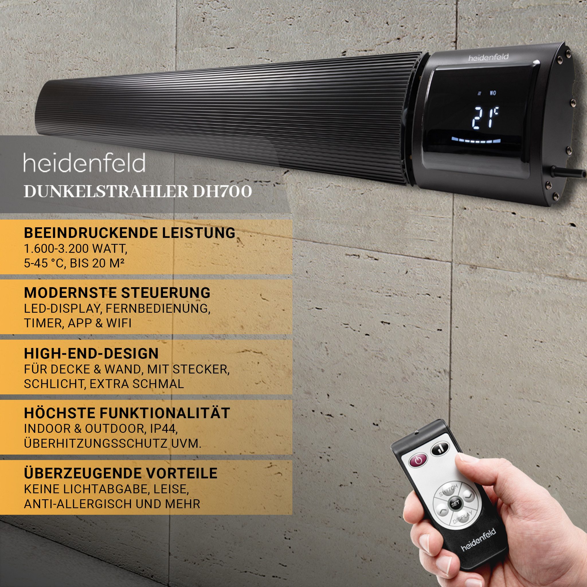 Heidenfeld Heizstrahler Dunkelheizstrahler Heizstrahler Terrasse Inferno DH günstig online kaufen