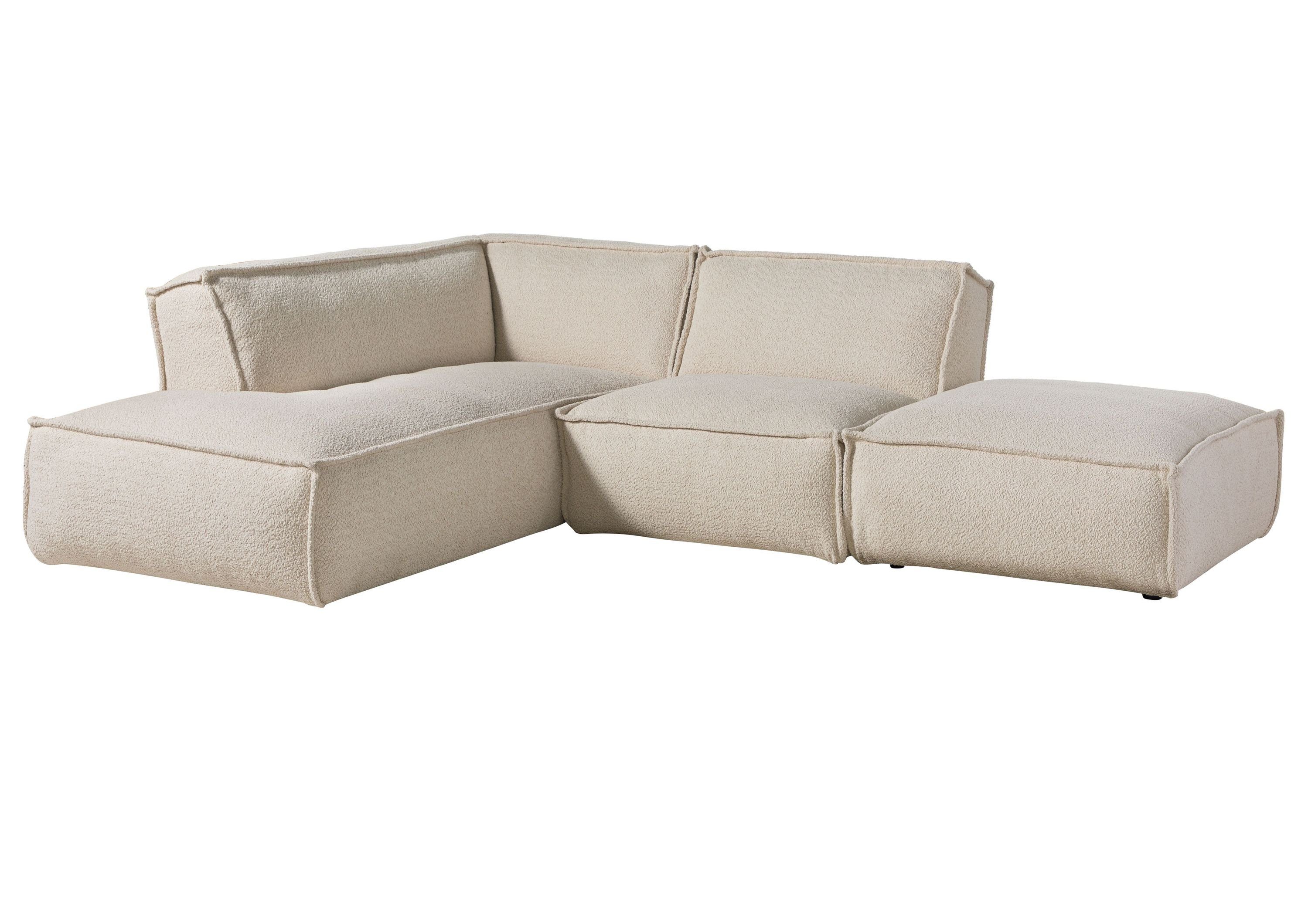 Massivmoebel24 Ecksofa SOFAS, inkl. Hocker 195x220x79 Polyester beige RAVENNA
