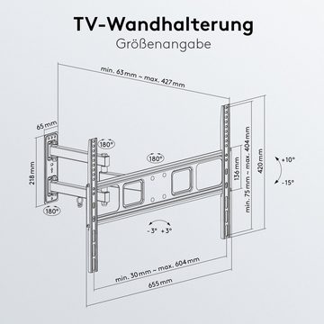 Goobay TV-Wandhalterung Basic FULLMOTION L TV-Wandhalterung, (bis 70,00 Zoll, inkl. Zubehör, 15° neigbar / 90° schwenkbar / 35 kg Traglast / Schwarz)