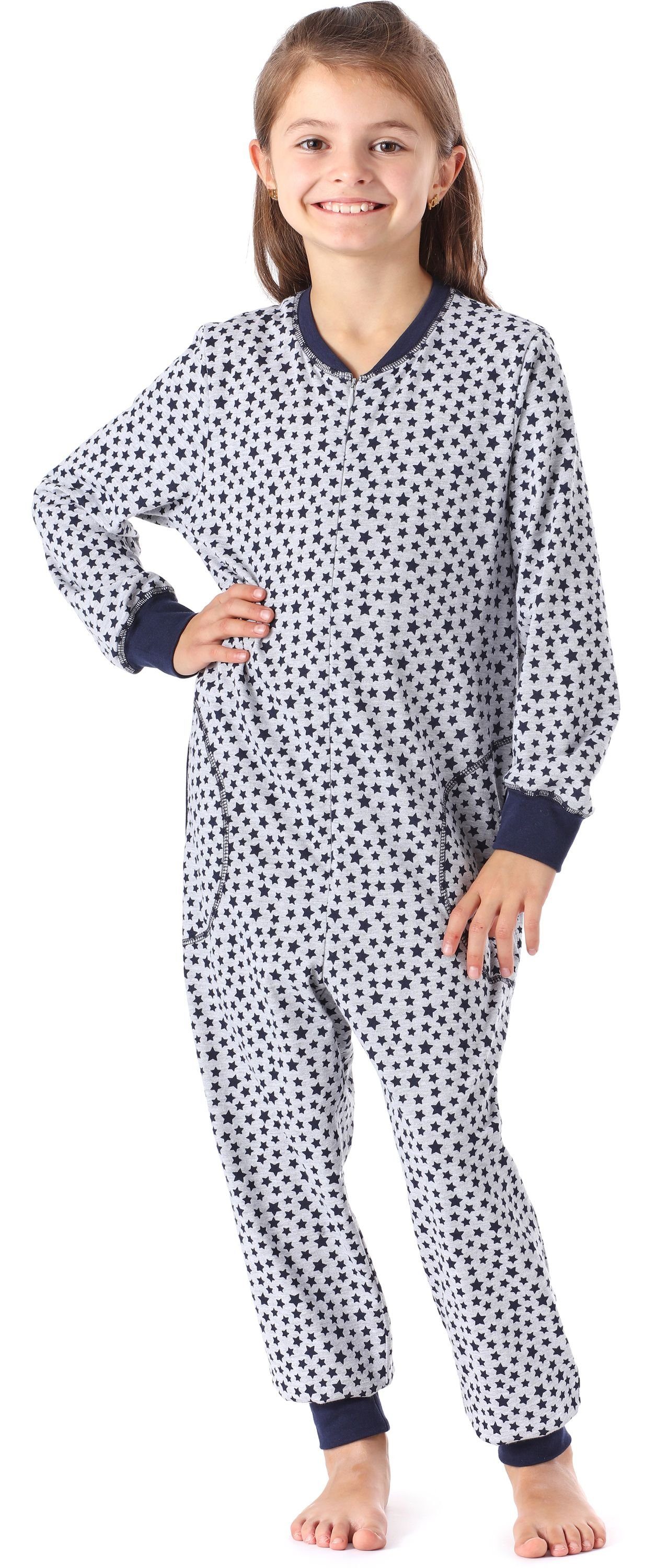 Merry Style Schlafanzug Mädchen Schlafanzug Jumpsuit MS10-186 Melange Sterne Marine