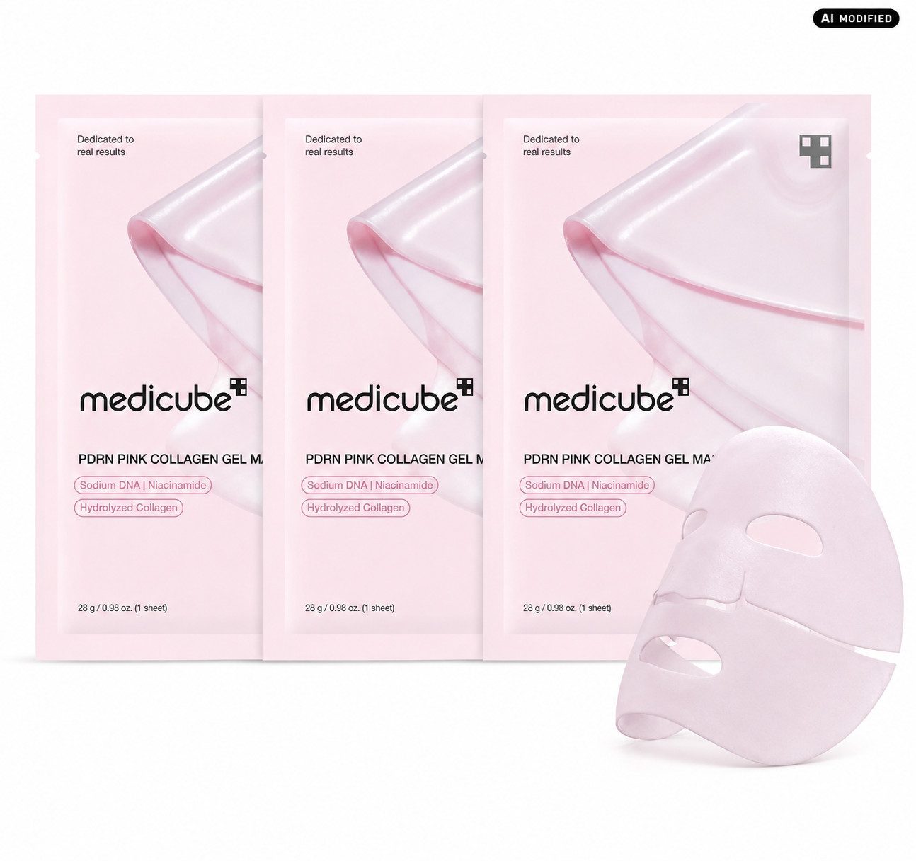 Medicube Gesichtsmaske Medicube PDRN Pink Collagen Gel Mask Gel-Tuchmaske 3er Set, 1-tlg., Vorteilspack mit 3 Gel-Tuchmasken für intensive Gesichtspflege