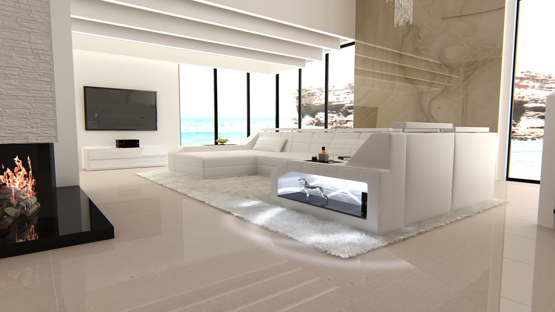 Sofa Dreams Wohnlandschaft Sofa Leder Ledercouch günstig online kaufen