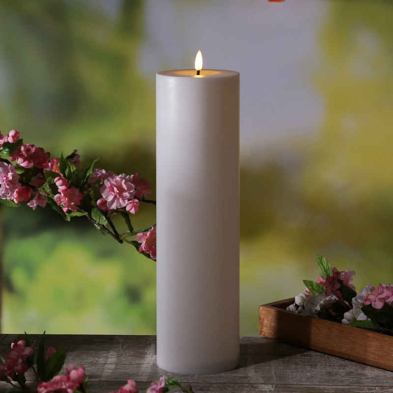 MARELIDA LED-Kerze XXL LED Kerze für Außen flackernd H: 35cm D: 10cm outdoor Timer weiß (1-tlg)