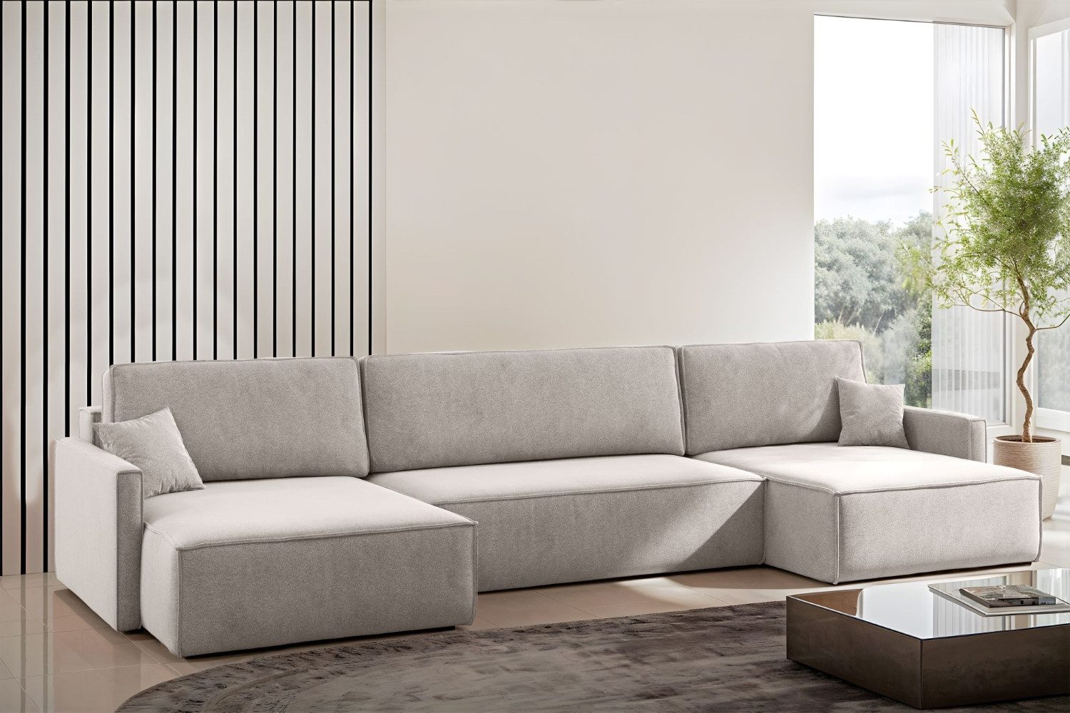 Kaiser Möbel Ecksofa Ecksofa Carlos U-Form Bettkasten Stoff Salvador Und Poso