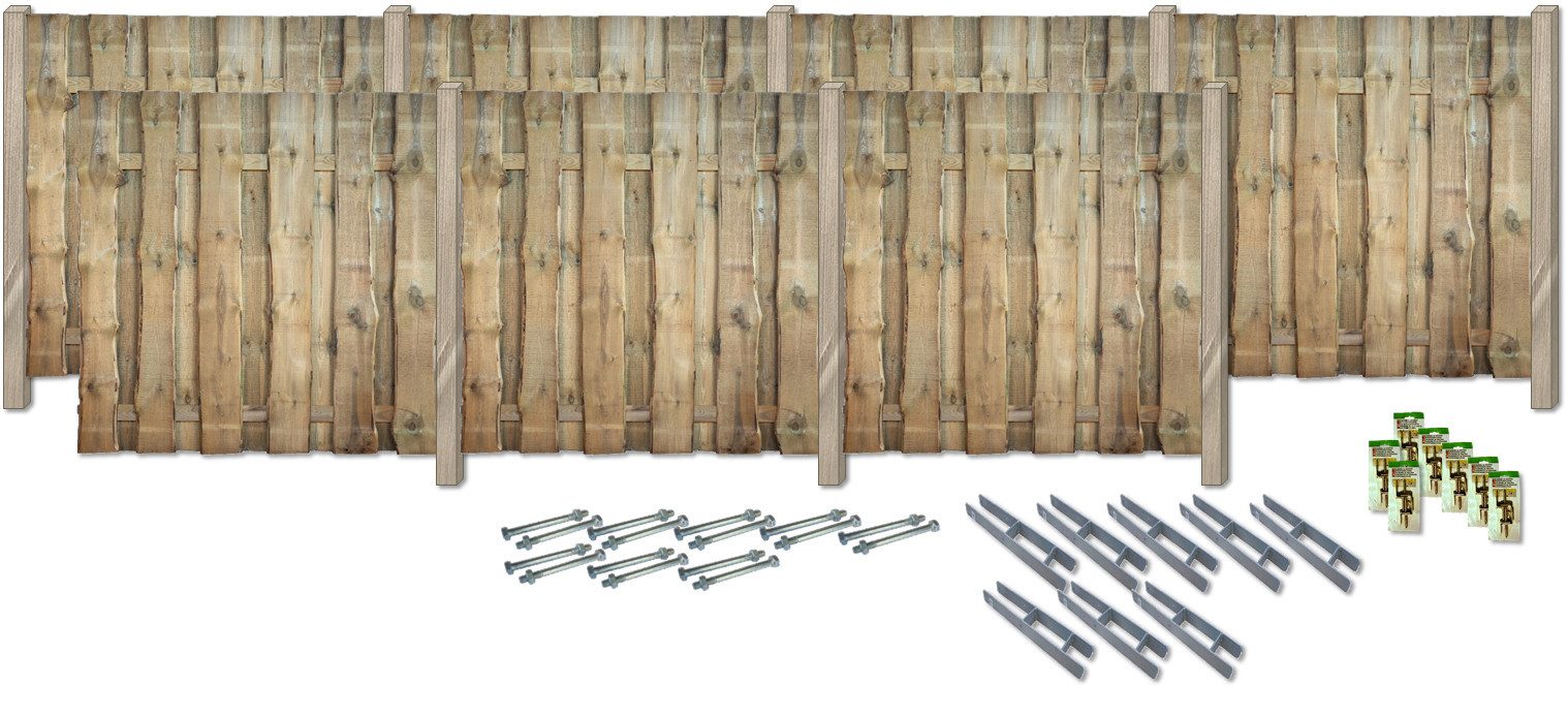 KONIFERA Sichtschutzelement FULLERTON, (Komplettset inkl. Zubehör), Rustikale Bohlen, verschiedene Längen