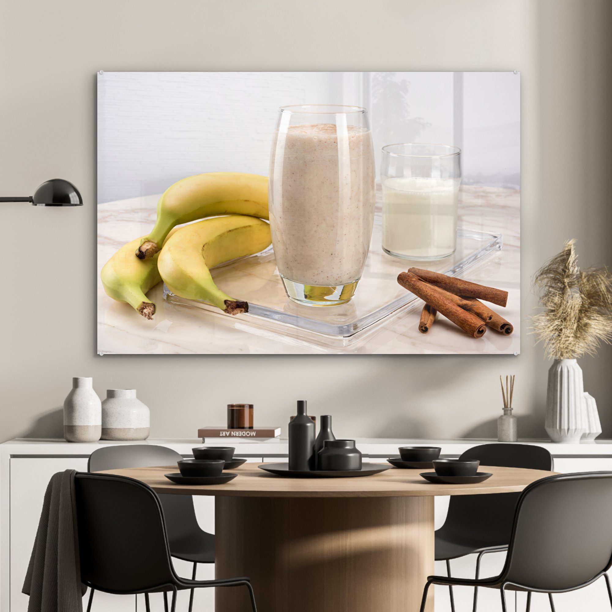 MuchoWow Acrylglasbild Bananen-Smoothie, (1 Acrylglasbilder & Wohnzimmer St), Schlafzimmer