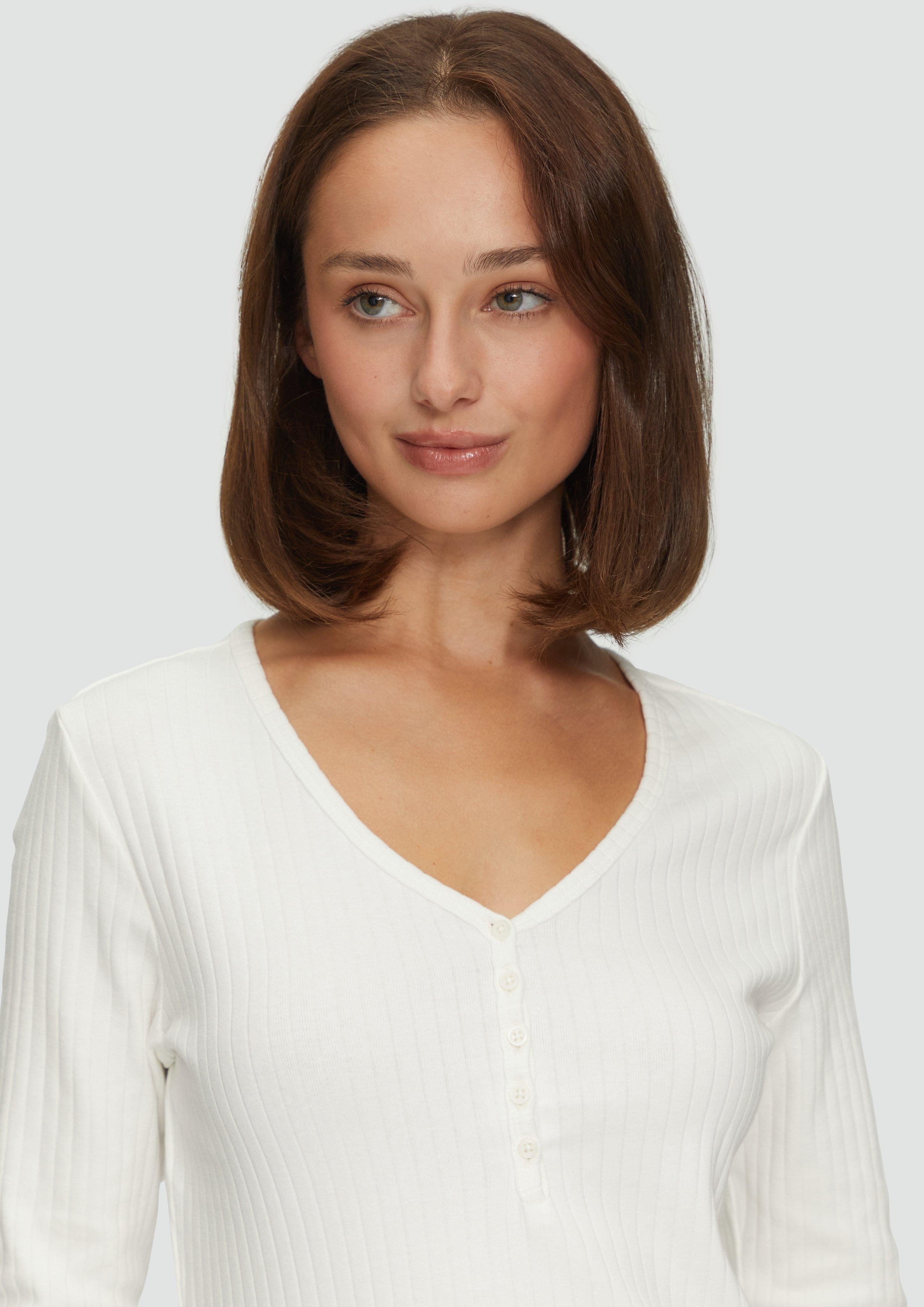 s.Oliver Langarmshirt Stretchiges Longsleeve mit Henleyausschnitt günstig online kaufen