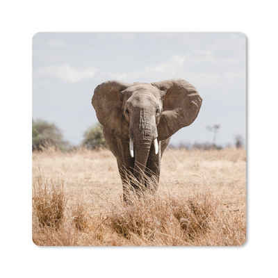 MuchoWow Gaming Mauspad Einschüchternder Elefant geht auf die Kamera zu (1-St), Gaming, Rutschfester Unterseite, Mausunterlage, 80x80 cm, XXL, Großes