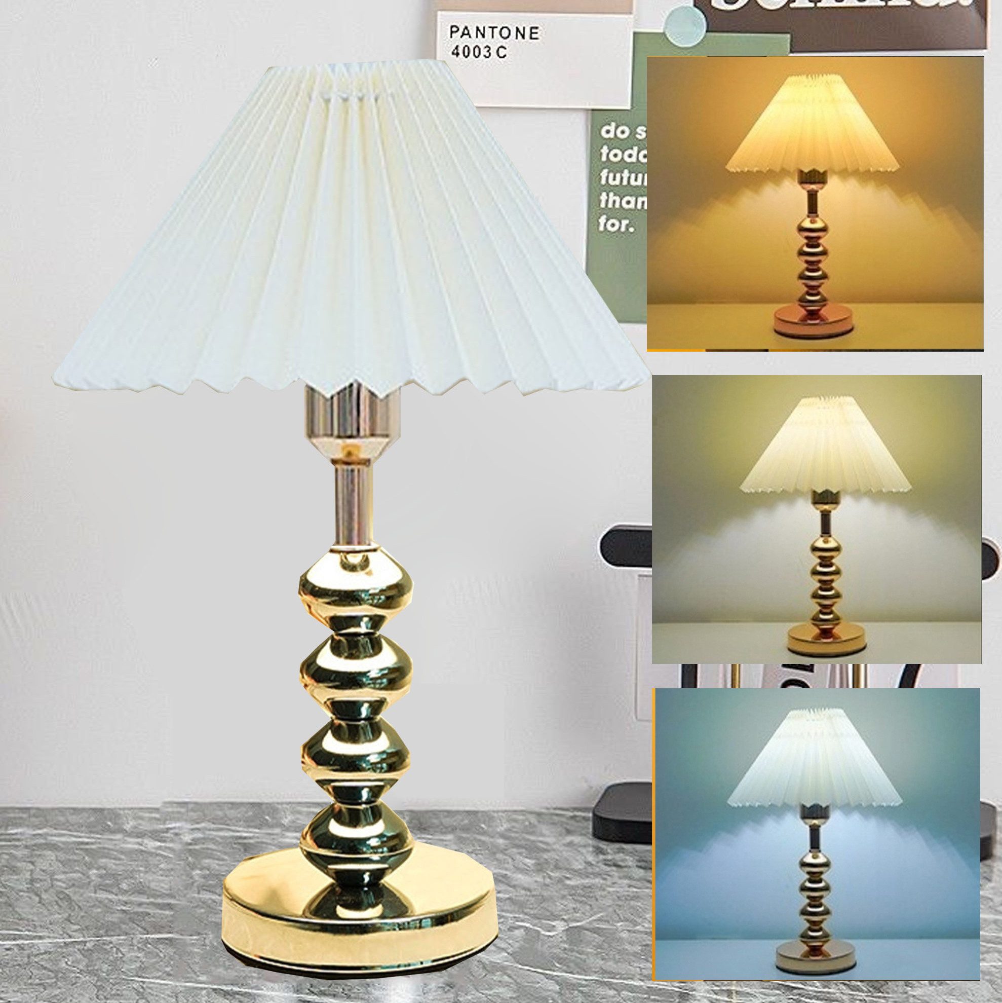 YINDN Tischleuchte Nachttischleuchte mit 3 Farbtemperaturen, USB-Schreibtischlampe, Rutschfeste Tischlampe aus Stoff, LED Nachttischlampe dimmbar, für Arbeitszimmer, Schlafzimmer und Wohnzimmer, Tageslichtweiß, Extra-Warmweiß, Neutralweiß