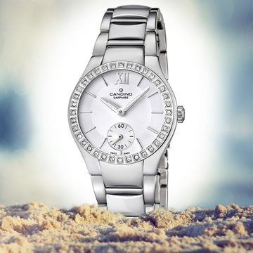 Candino Quarzuhr Candino Damen Uhr Quarzwerk C4537/1, Damen Armbanduhr rund, Edelstahlarmband silber, Luxus