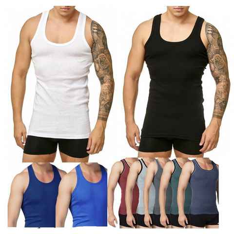 cwonlineshop Unterhemd Herren Unterhemd Tank Top Achselshirt (4 Stück), Feinripp aus 100% Baumwolle Schwarz Weiß M L XL XXL XXXL