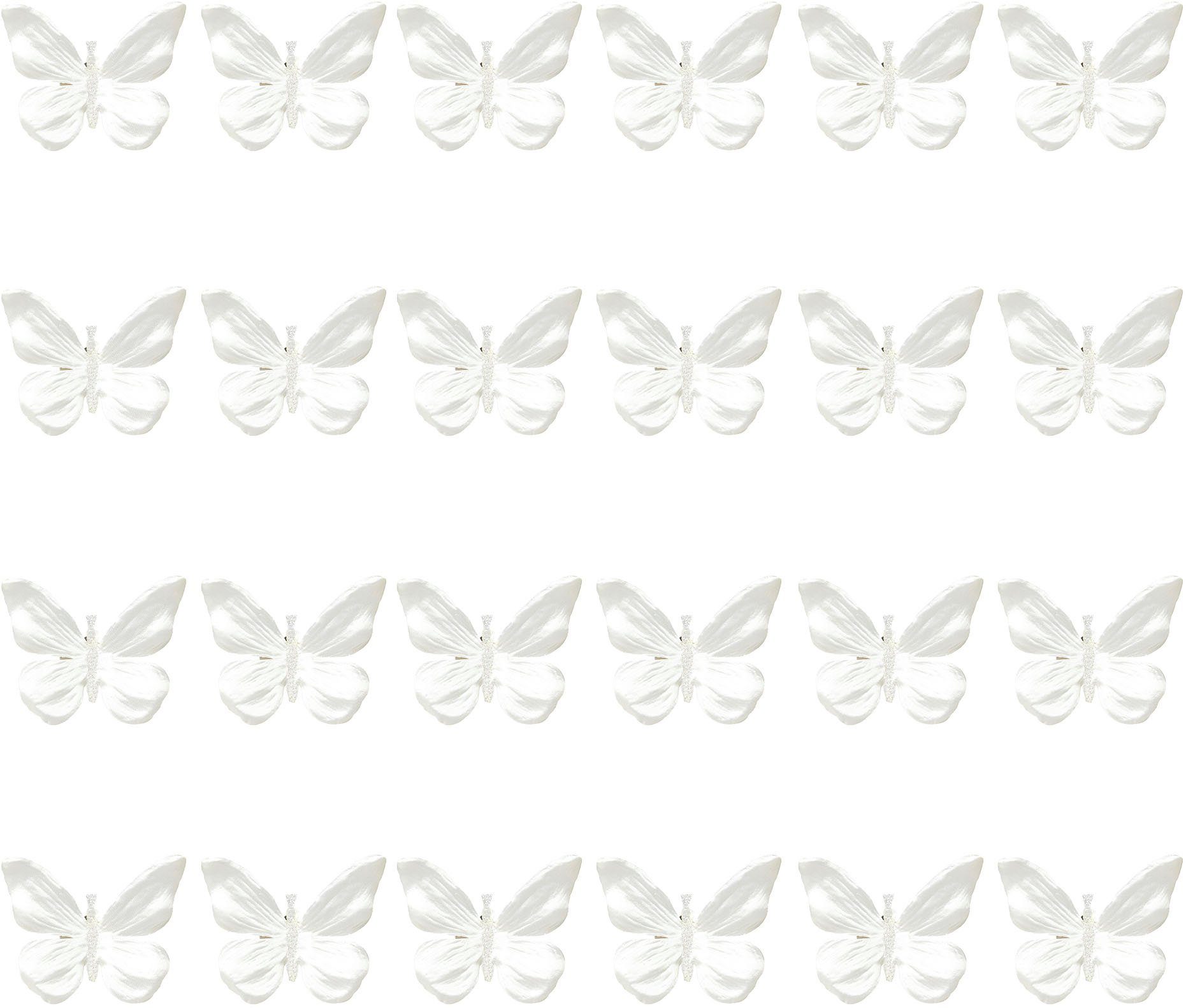 Creativ green Dekoobjekt Schmetterlinge mit Clip (24 St), im 24er Set creme | Deko-Objekte