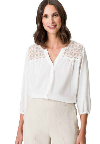 Zero Klassische Bluse mit Spitze Knopfleiste