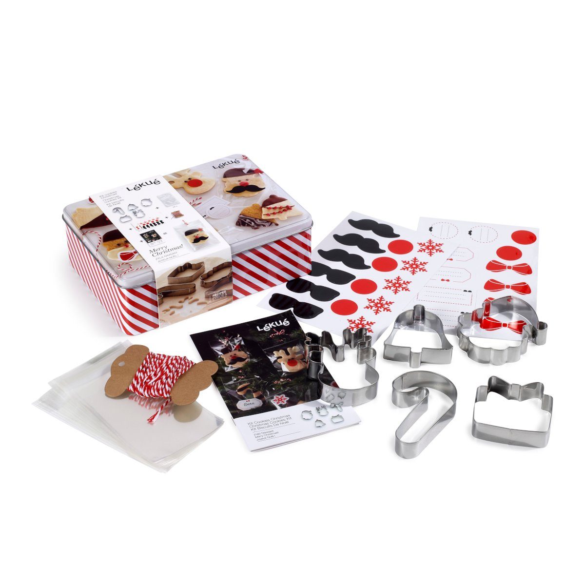 LEKUE Ausstechform Weihnachtsbackset, Papier, Metall, Edelstahl