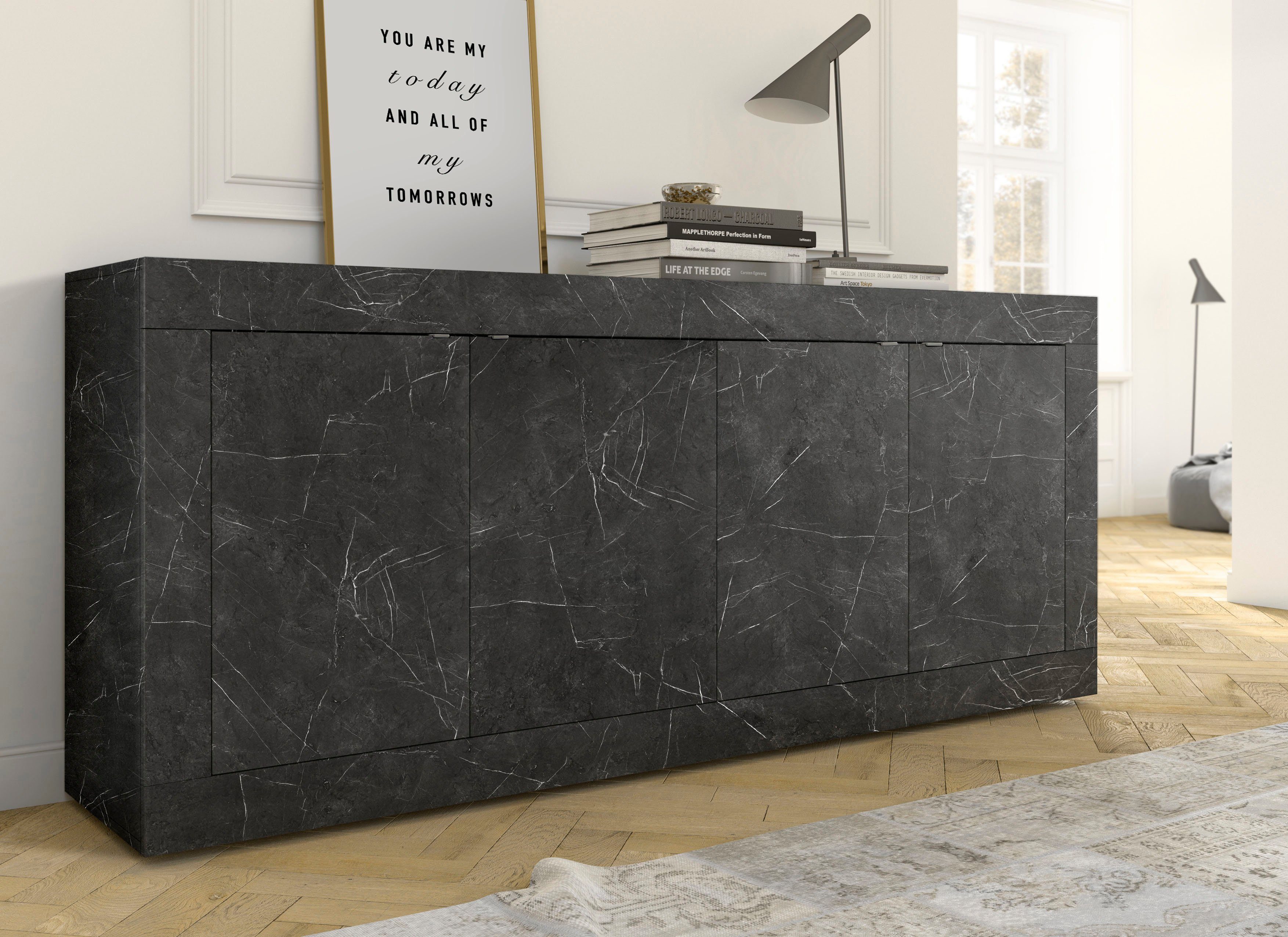 INOSIGN Sideboard Basic Breite 207 cm, Kommode 4 Türen, Anrichte, Metallgri günstig online kaufen