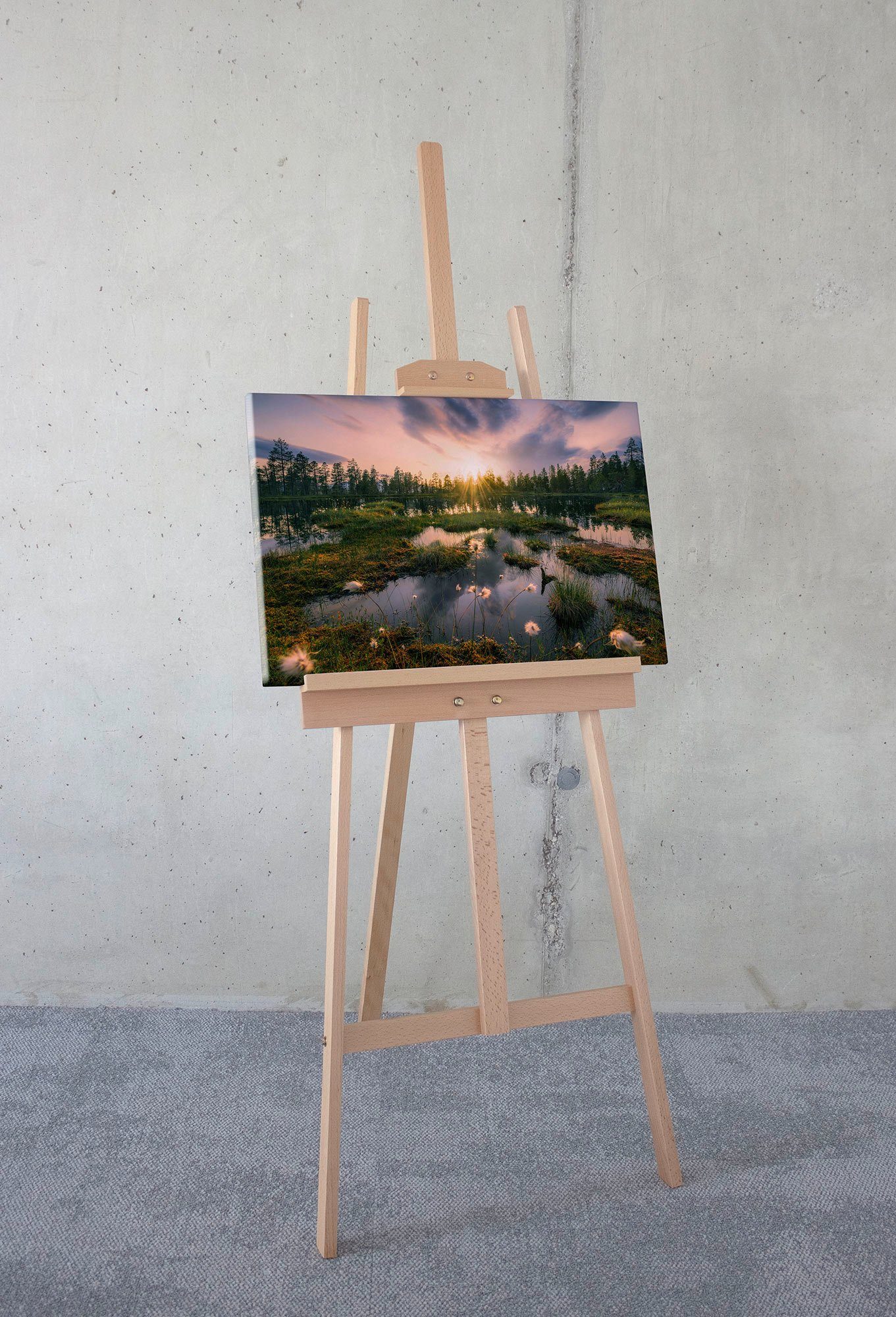Komar Leinwandbild Gloomy Swamps - Größe 60 x 40 cm, Baum, Berge, Blumen, Blätter, Foto, Jahreszeiten, Landschaft, Meer, Natur, Palmen, Strand (Packung, 1 St), Keilrahmenbild mi Echtholzrahmen