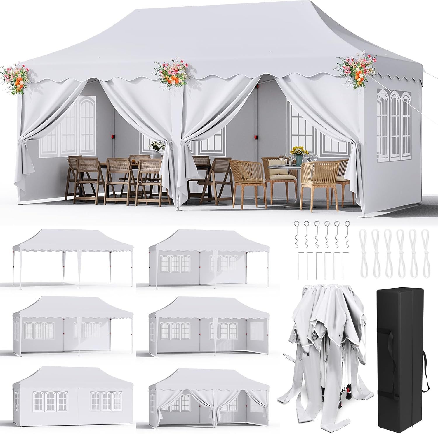 TLGREEN Faltpavillon 3x6 Pavillon Wasserdicht Stabil, mit 6 Seitenteilen, ( günstig online kaufen