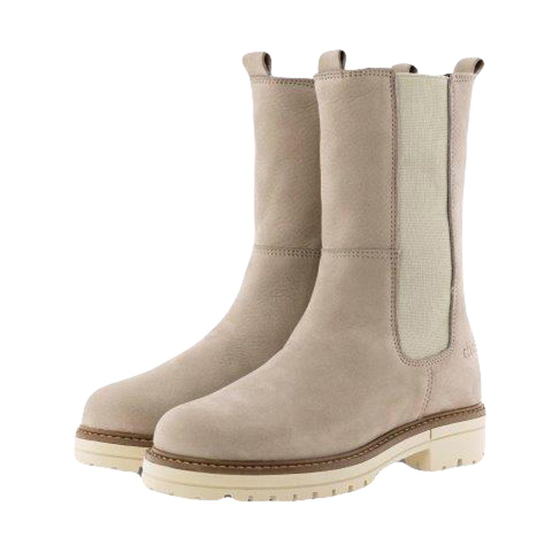 Clic Clic Stiefel Leder Damen Teens Boots 20418 Lammfellfutter Beige Schnürstiefelette