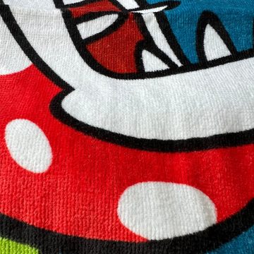 MTOnlinehandel Badetuch Super Mario 70x140 cm, 100 % Baumwolle, Nintendo Mario, Baumwolle (1-St), offiziell lizenziertes Nintendo Bade- / Strandtuch für Kinder