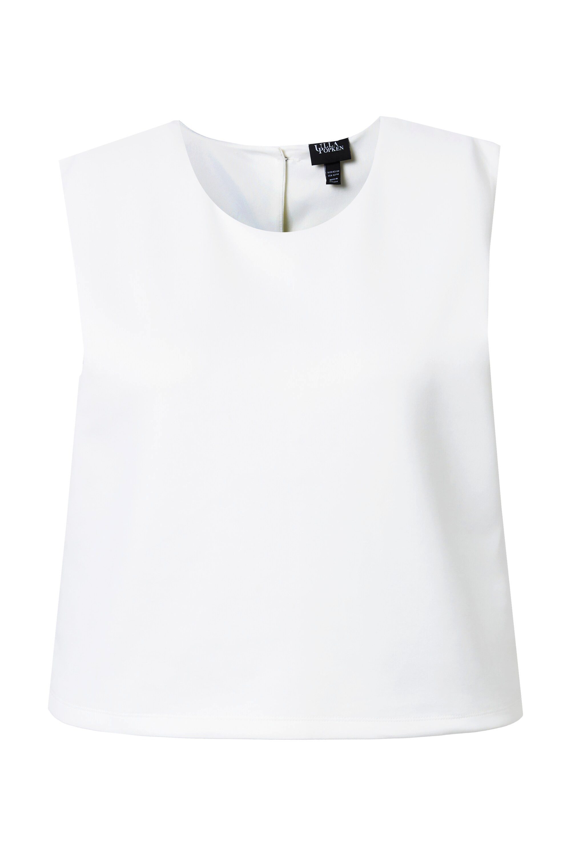 Ulla Popken Sweatshirt Scuba-Top Glitzerknöpfe Boxy Rundhals ärmellos