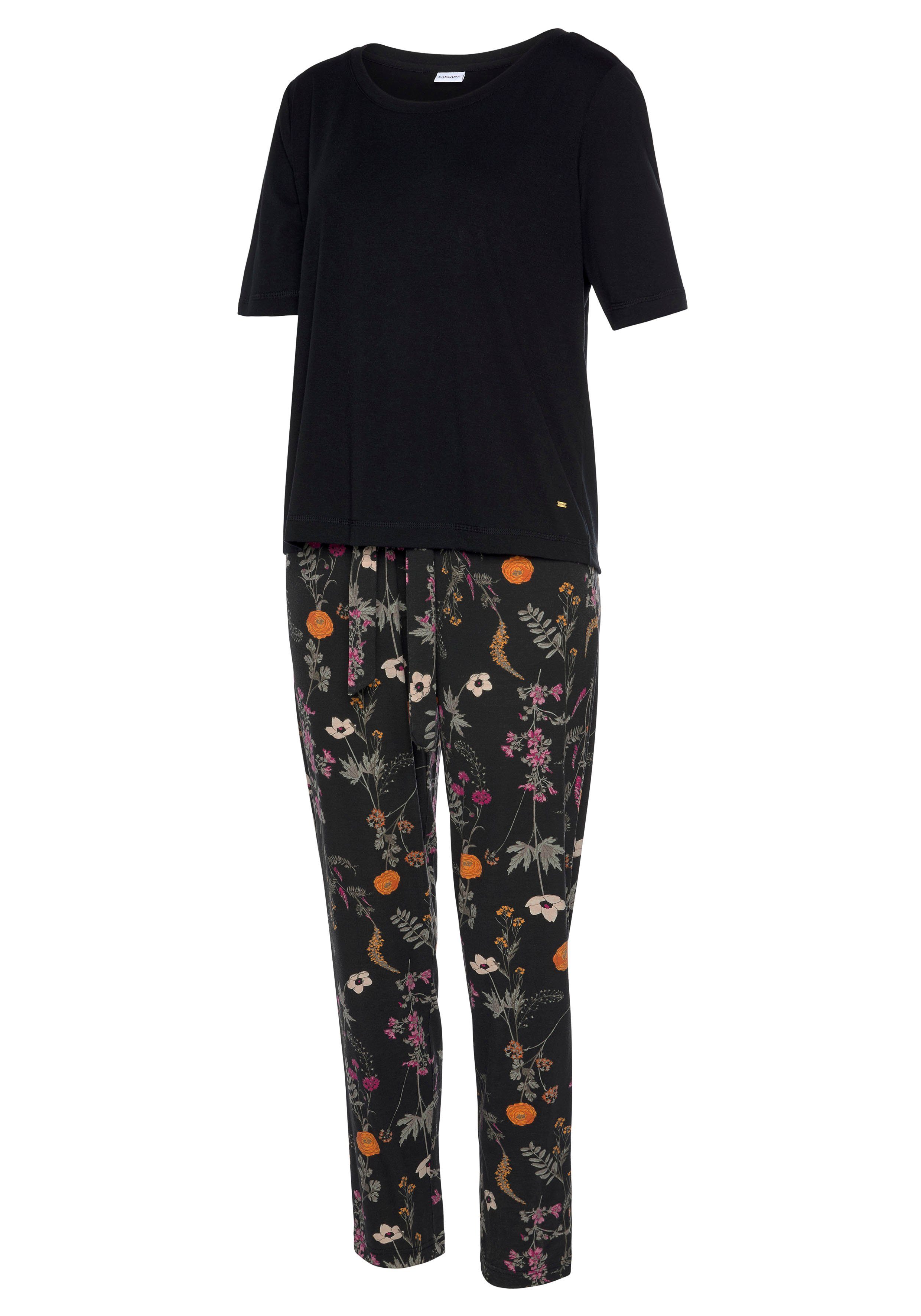 LASCANA schwarz Muster mit Wildblumen 1 Pyjama (2 Stück) tlg.,