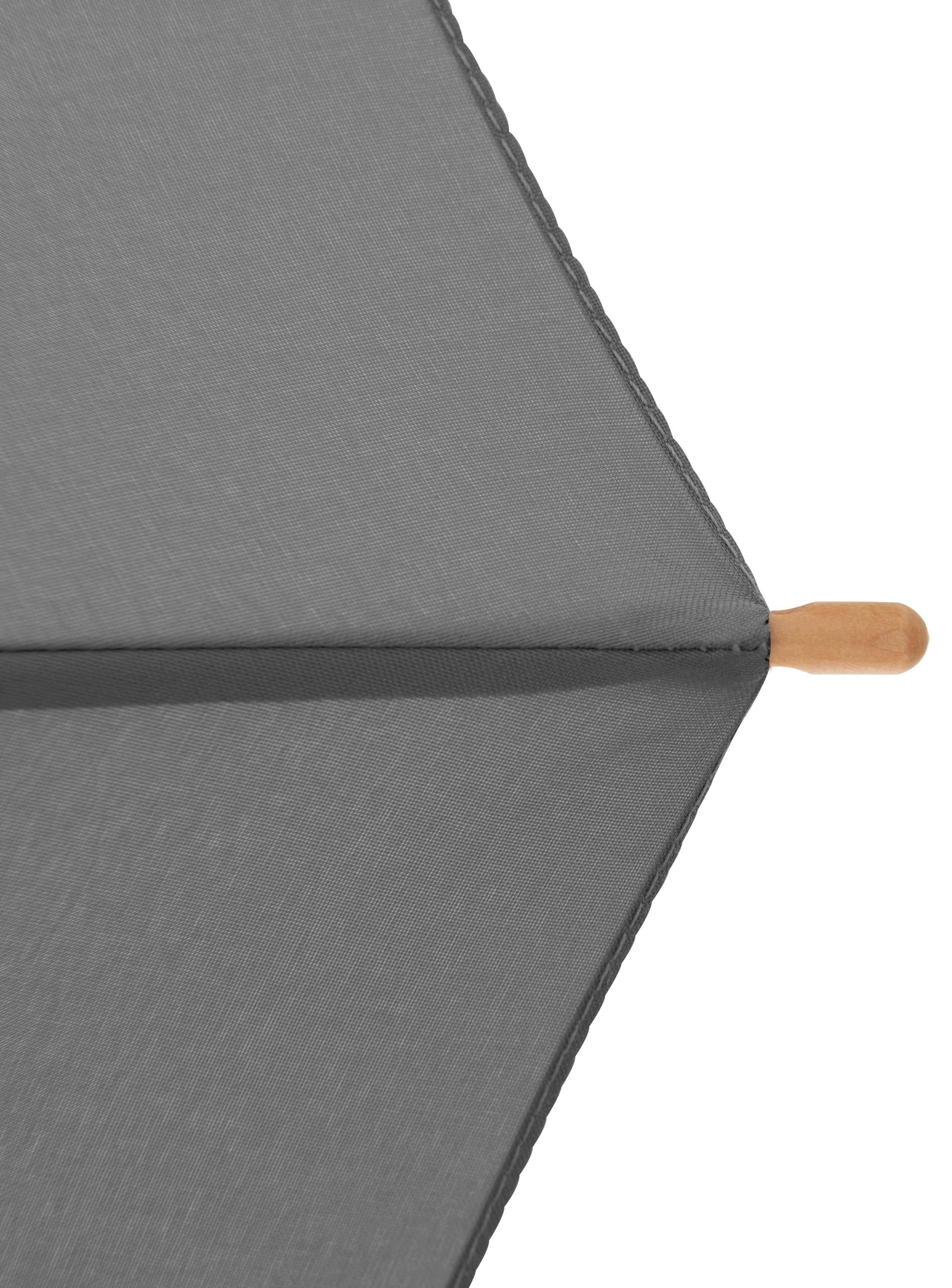 doppler® Stockregenschirm nature Long, slate recyceltem grey, Holz Schirmgriff mit Material aus aus
