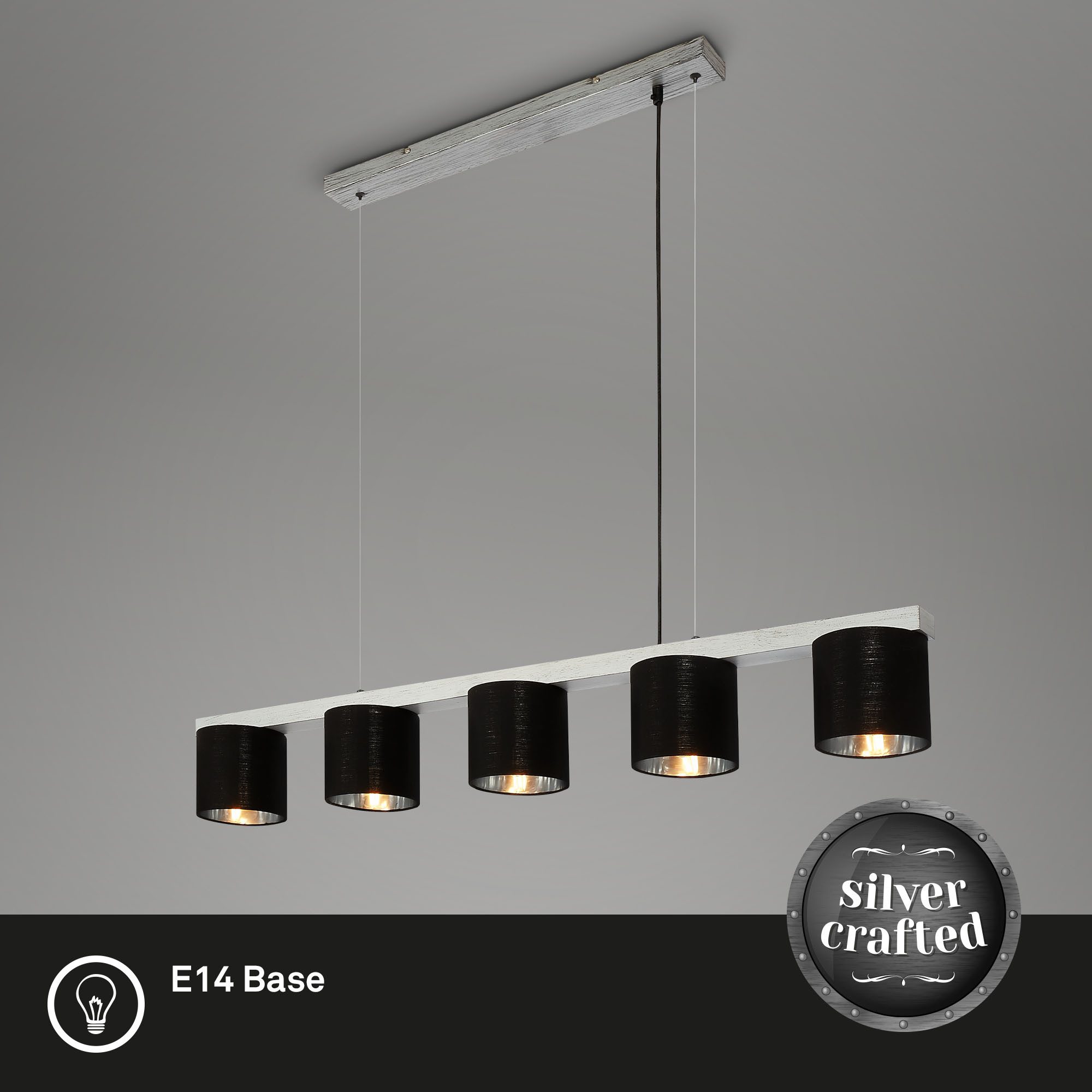 B.K.Licht LED Pendelleuchte dimmbar Hängeleuchte 85cm höhenverstellbar 95-175cm silber - BKL1001, LED fest integriert, Warmweiß, Deckenleuchte 20W 1600lm Esszimmerlampe Küchenlampe Lampenschirm Glas