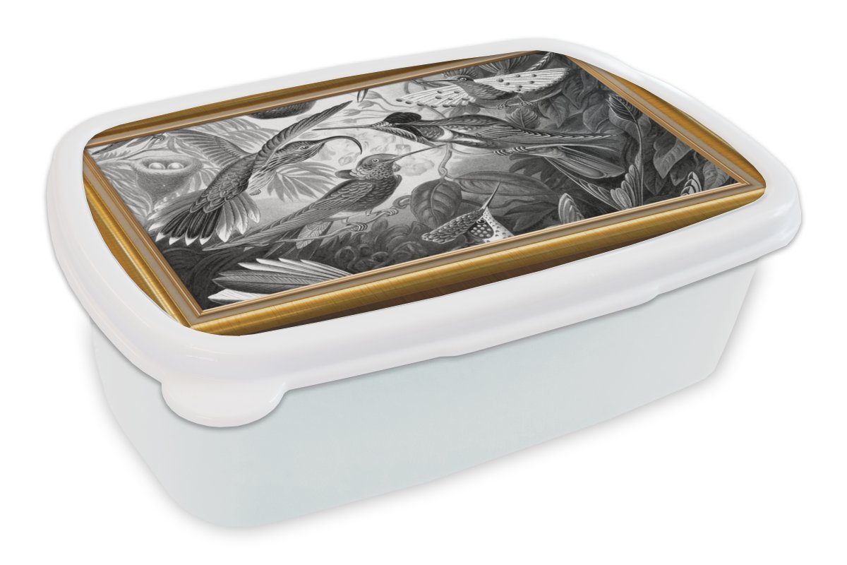MuchoWow Lunchbox Alte Meister - Kunstwerke - Liste - Gold, Kunststoff, (2-tlg), Brotbox für Kinder und Erwachsene, Brotdose, für Jungs und Mädchen weiß