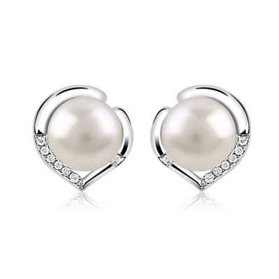 LENBEST Paar Ohrhänger Perlen Ohrringe Damen 925 Sterling Silber Ohrstecker (2-tlg), Vielseitig und leicht