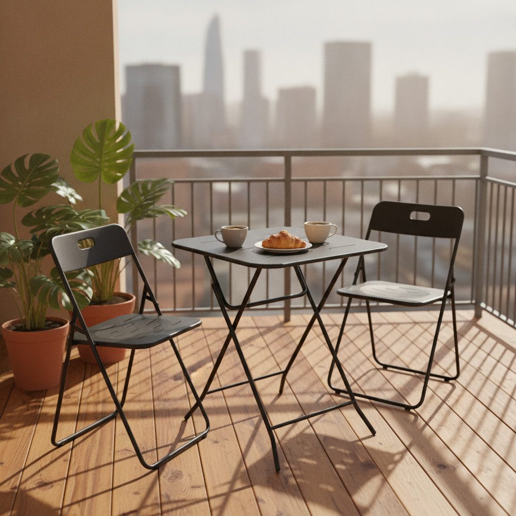 kowdom Bistrotisch 3-teiliges Bistro Set klappbar, 2 Stühle & Tisch, Outdoor, 120 kg (Bistro Set, 3-teilig: 2 Stühle + 1 Tisch), klappbar, wetterfest, rostgeschützt, E-Coating