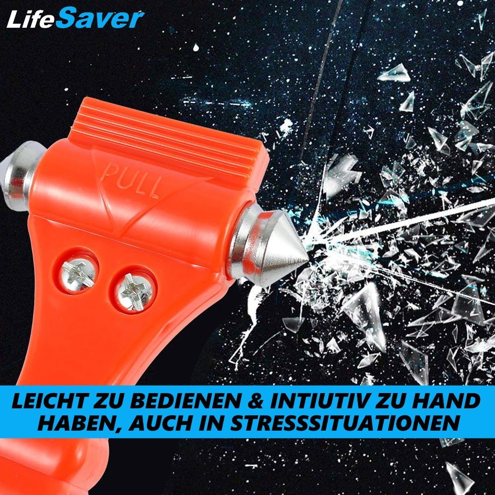 2x Nothammer mit Gurtschneider - Notfallhammer fürs Auto -  Sicherheitshammer