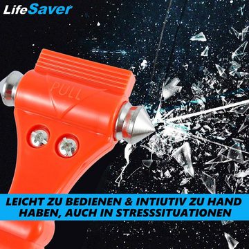 MAVURA Hammer LifeSaver Lebensretter Nothammer Gurtschneider Notfall, Hammer Notfallhammer Glasbrecher [2er Set]