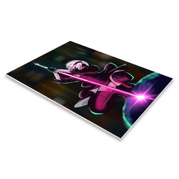 GalaxyCat Poster Hochwertiges NieR: Automata Wandbild, YoRHa No. 2 auf Hartschaumplatt, Android 2B mit Lazerschwert, NieR: Automata auf Hartschaumplatte
