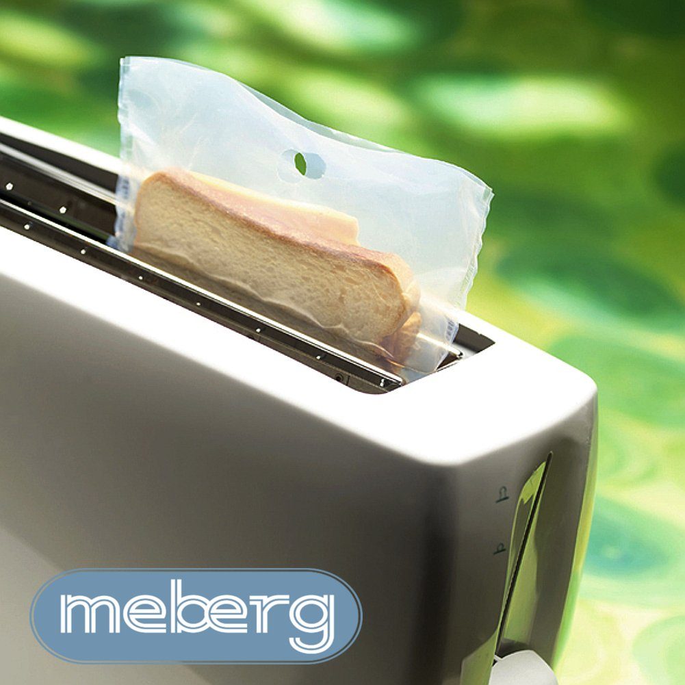 meberg Schutzfolie antihaftbeschichtet Toastertaschen Sandwich-Taschen Toasterbag, Toastbeutel 2 STK. 50x wiederverwendbar transparent