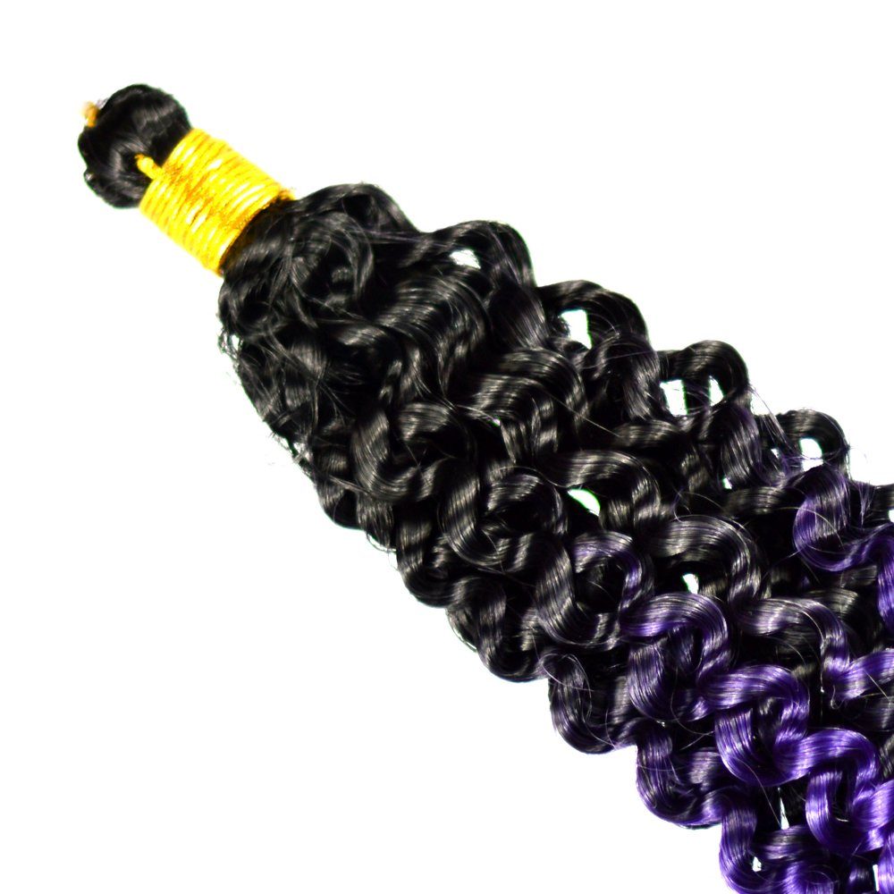 MyBraids YOUR BRAIDS! Crochet 4-WS Schwarz-Dunkellila Zöpfe Pack Braids Kunsthaar-Extension Wave Wellig Ombre 3er Deep Flechthaar