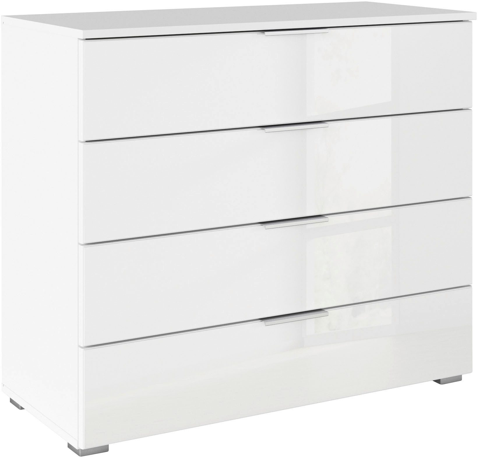 OTTO home Schubkastenkommode Sideboard Schubladenkommode Schubladenkommode AGORDO mit Glasfront (in zwei Griff-Farben, Breite 80 cm), vier große und geräumige Schubladen mit viel Stauraum MADE IN GERMANY