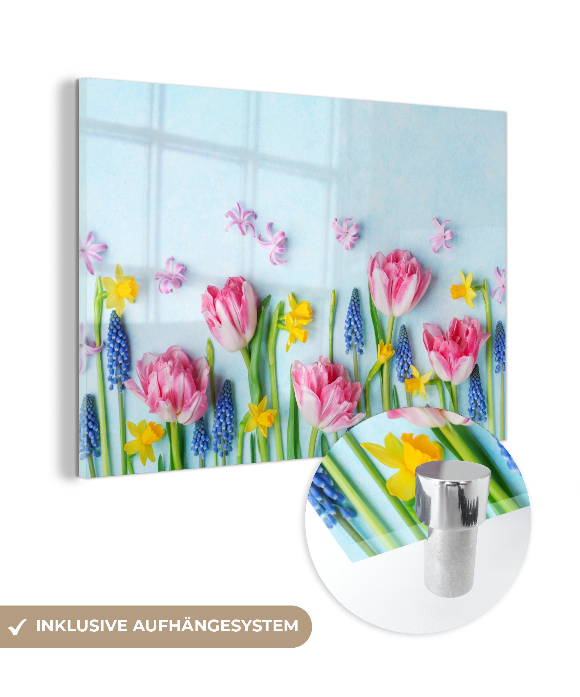 MuchoWow Acrylglasbild Stillleben - Blumen - Frühling, (1 St), Acrylglasbilder Wohnzimmer & Schlafzimmer