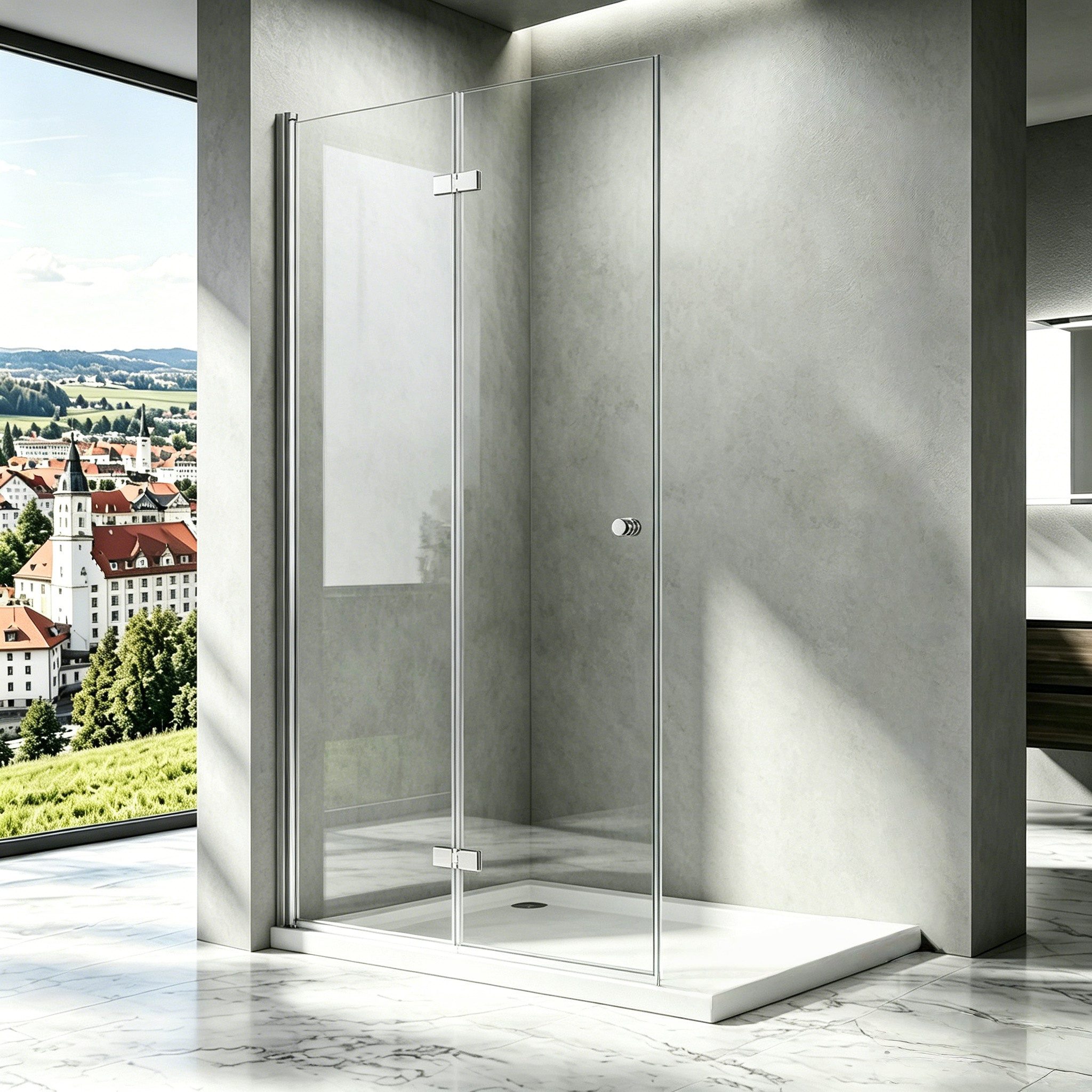 Boromal Walk-in-Dusche Walk In Dusche Duschwand Duschtrennwand Glas Glaswand, Einscheibensicherheitsglas, (Duschtür Falttür, 71-116cm), Rechts-und Links montierbar