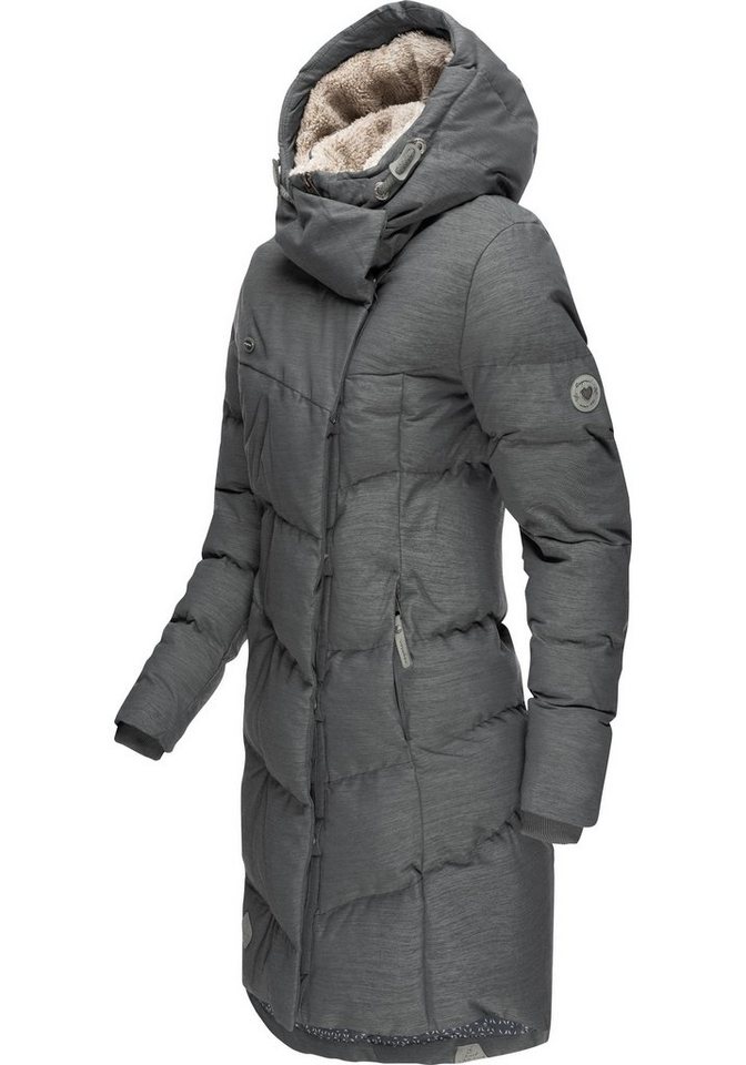 Ragwear Wintermantel Pavla II Intl. gesteppter Winterparka mit großer Kapuze,  Mit Druckknopfleiste verdeckter Reißverschluss, Außentaschen