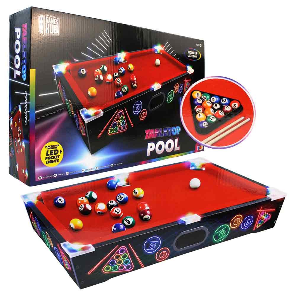 Billardtisch Tisch Billard Spiel mit LEDs - ca. 50 cm