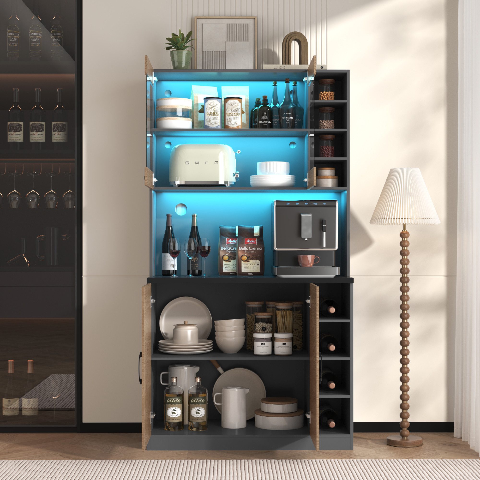 Merax Küchenbuffet Küchenschrank mit LED und günstig online kaufen