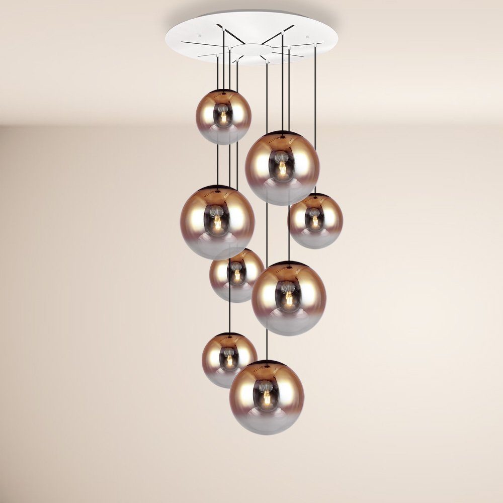 mit Modular Pendelleuchte 8-flammig s.luce Kupfer XL Baldachin Galerieleuchte Progress