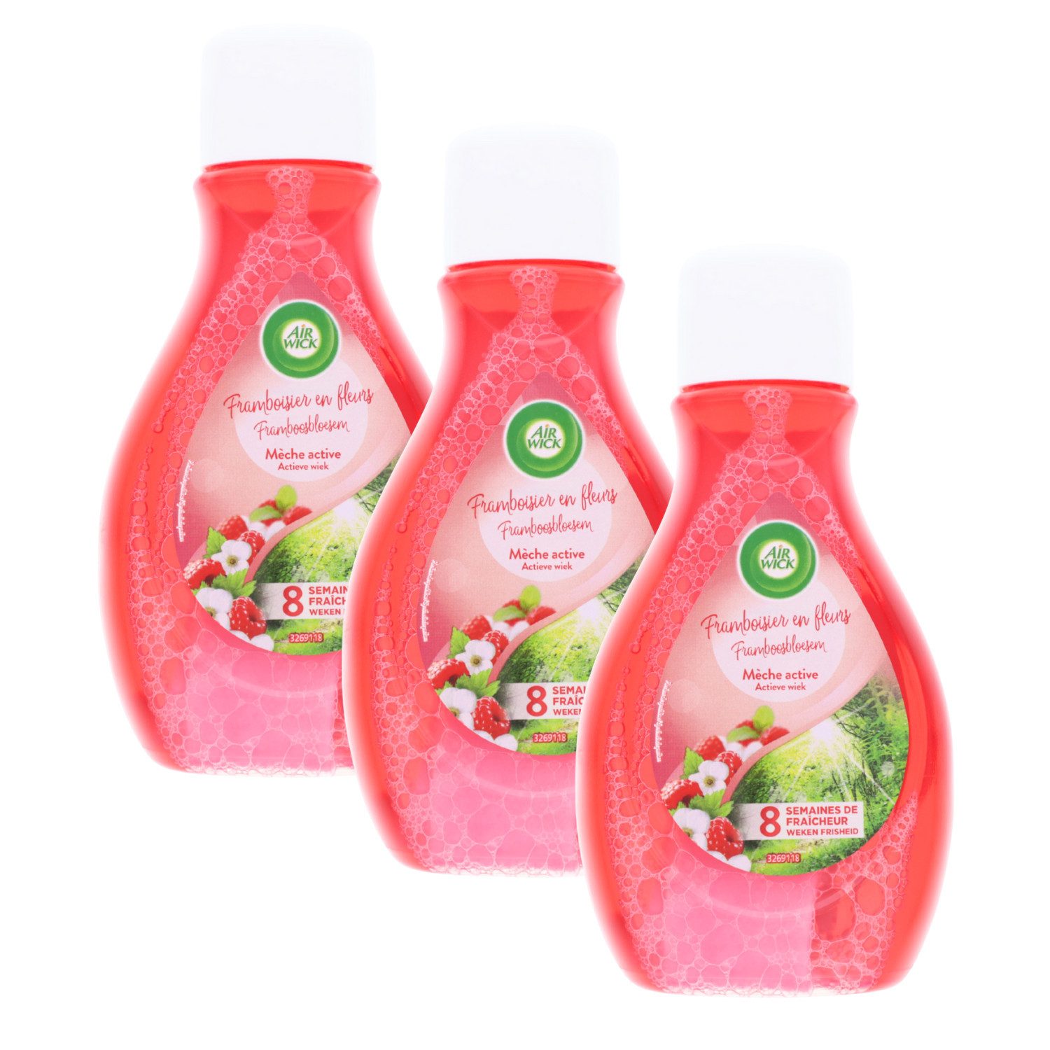 Air Wick Raumduft 3 x Air Wick Aktiv Geruchsneutralisierer je 375 ml Himbeerblüte