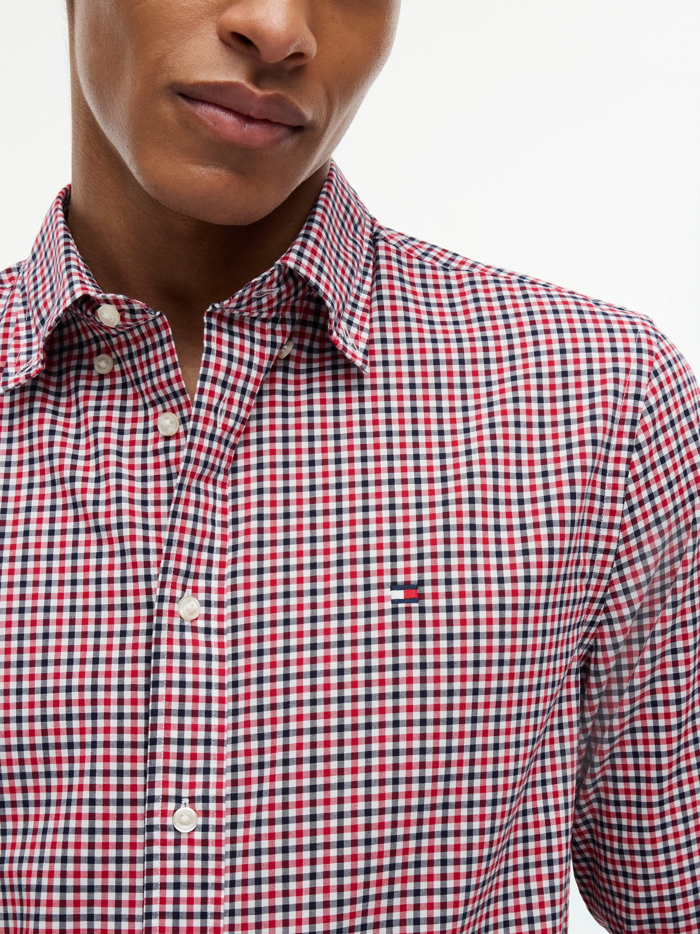 Tommy Hilfiger Langarmhemd FLEX POPLIN GINGHAM SHIRT Regular Fit Flex Cotton Gingham