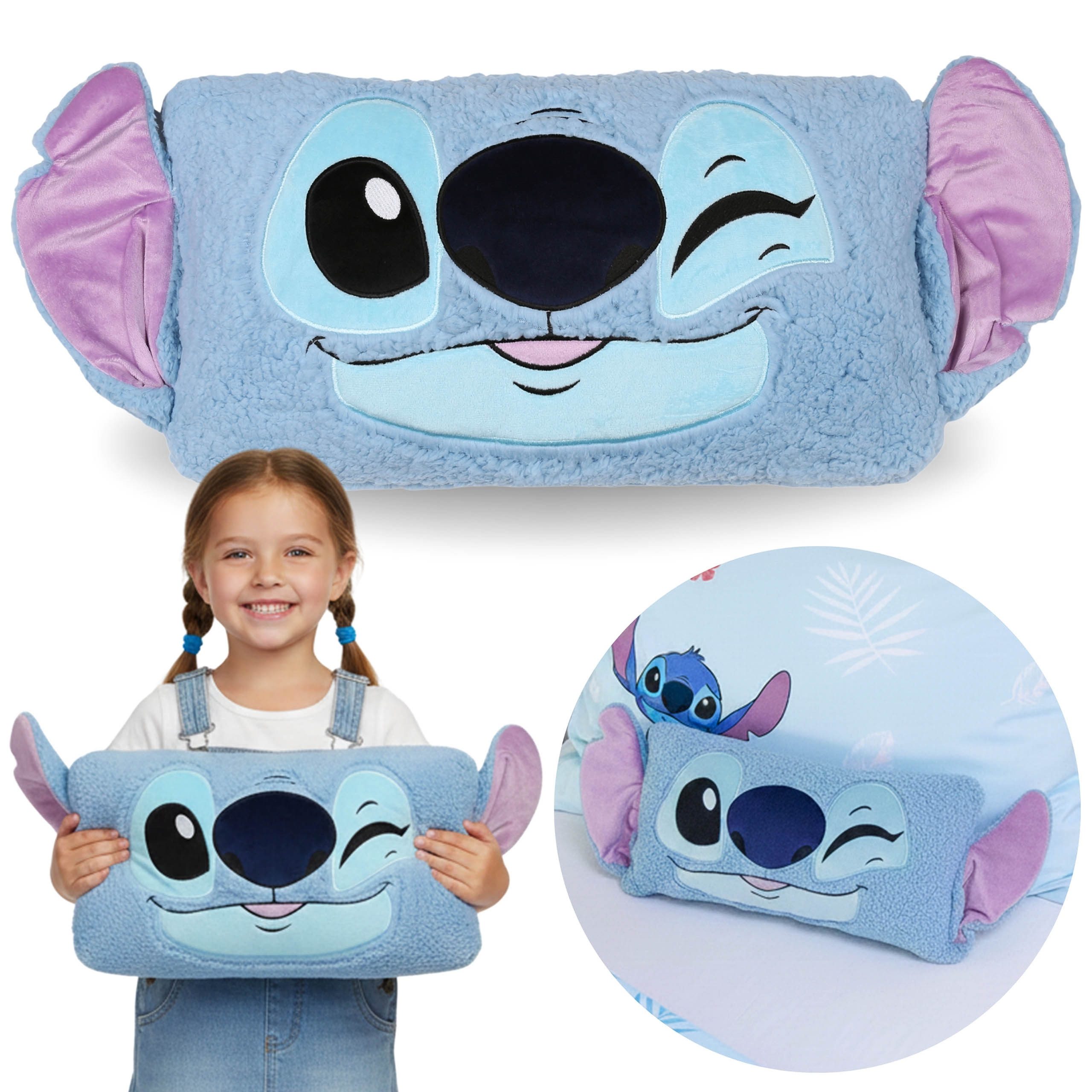 Disney Dekokissen Disney Stitch Kissen mit 3D-Ohren, dekorativ, Sherpa, 27×45 cm