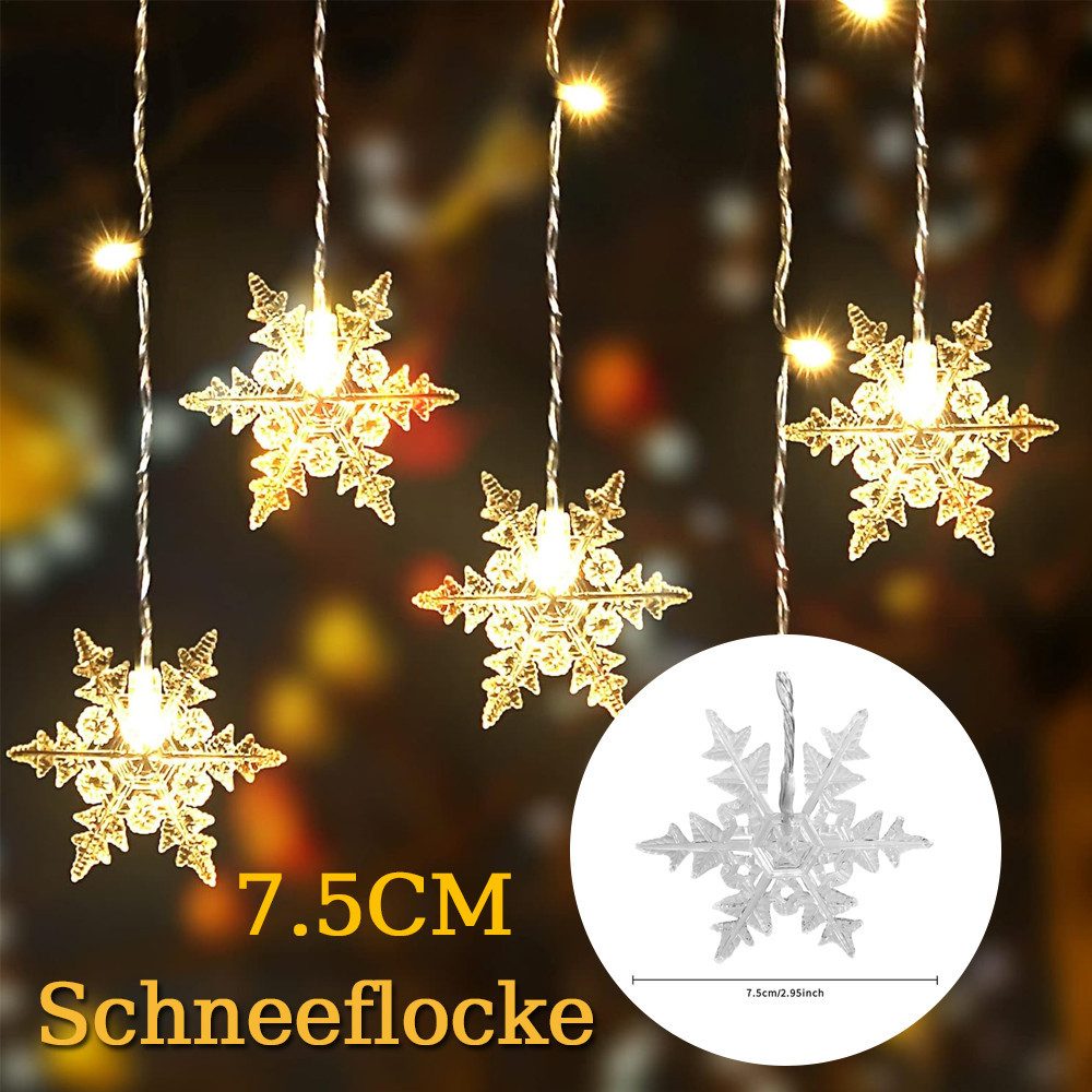 Qualra Lichtervorhang 96LEDs Schneeflocke Lichtervorhang Weihnachtsbeleucht günstig online kaufen