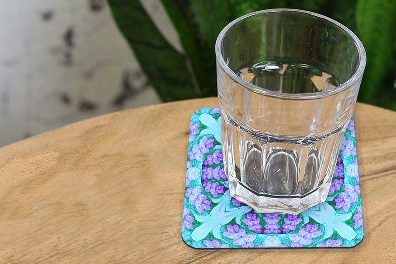 MuchoWow Glasuntersetzer Ein farbenfrohes nahtloses Mosaikmuster für Tasse Blau Korkuntersetzer, und Zubehör Gläser, auf Glasuntersetzer, Tischuntersetzer, Untersetzer, 6-tlg., Violett