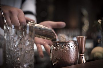 Buddy's Cocktail-Set Buddy´s Bar, (Set, 5-tlg), 2 x 500 ml Becher, 27 cm Barlöffel, 5cl Barmaß & schw. Limettenpresse