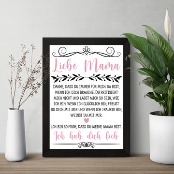 Tigerlino Poster Mama Geschenk Muttertag Geburtstag Danke Mama Spruch, DIN A4